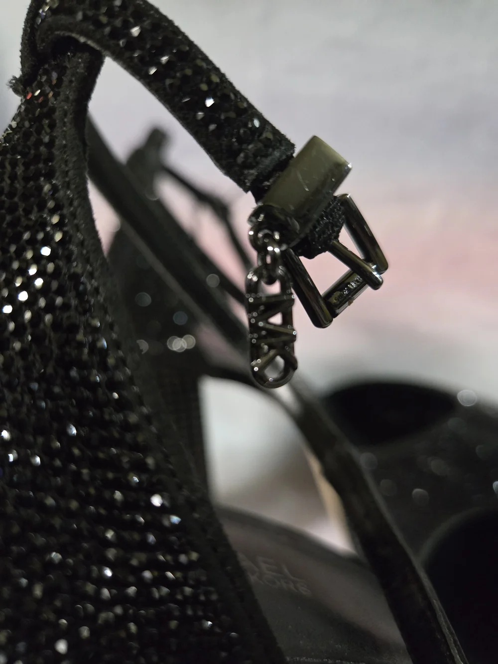 MICHAEL Michael Kors Black Crystal Platform Block Heel Sandals